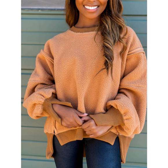 FREE PEOPLE Sweaters - Free People Tan Crew Neck Sweater